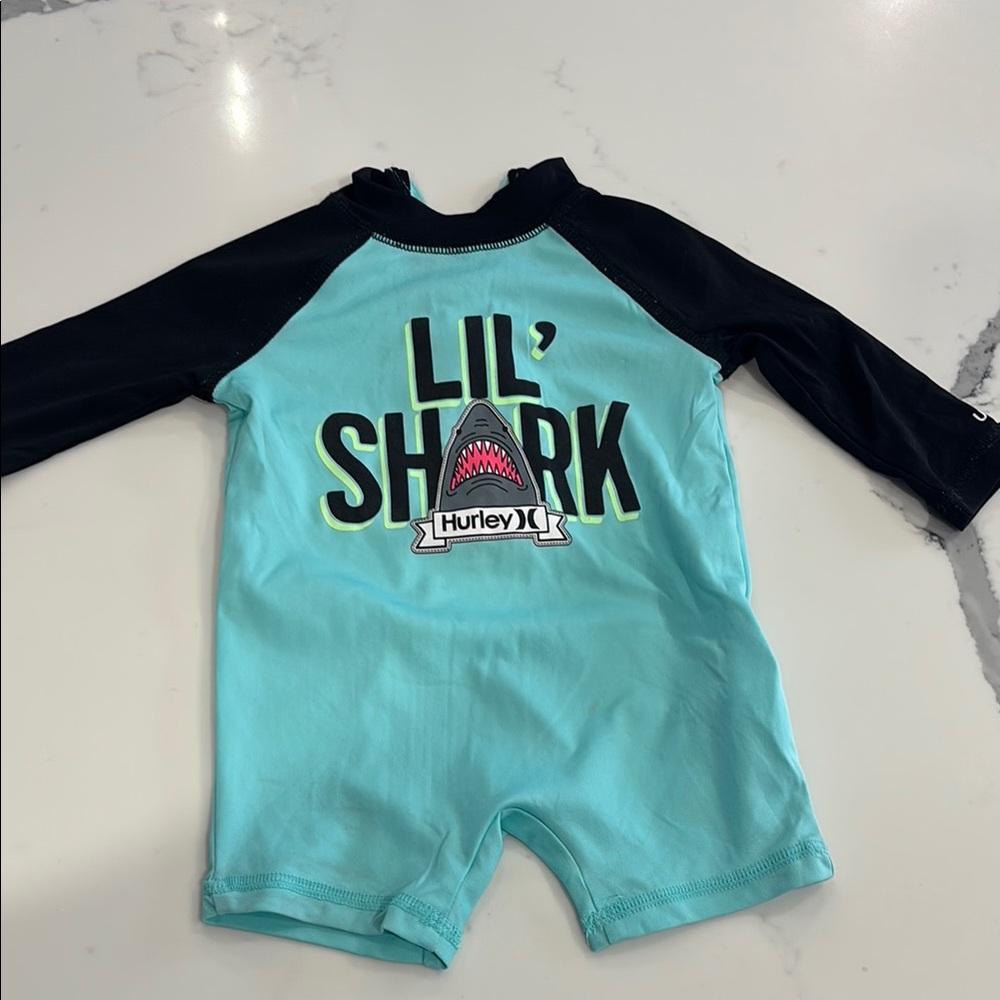 Hurley Kids Lil' Shark Swim Suit - Black and Blue